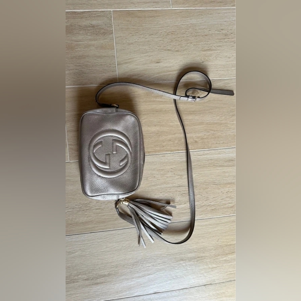 Gucci Silver Crossbody Bag with Tassel